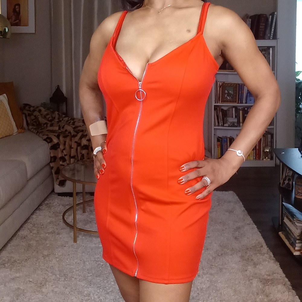 LDS Red Vibes Zippered Mini Dress